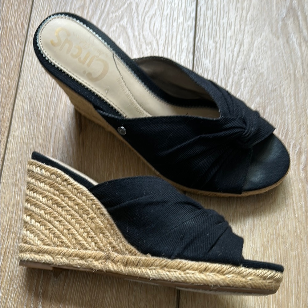 Circus By Sam Edelman Espadrilles Wedge Sandals Black 7M